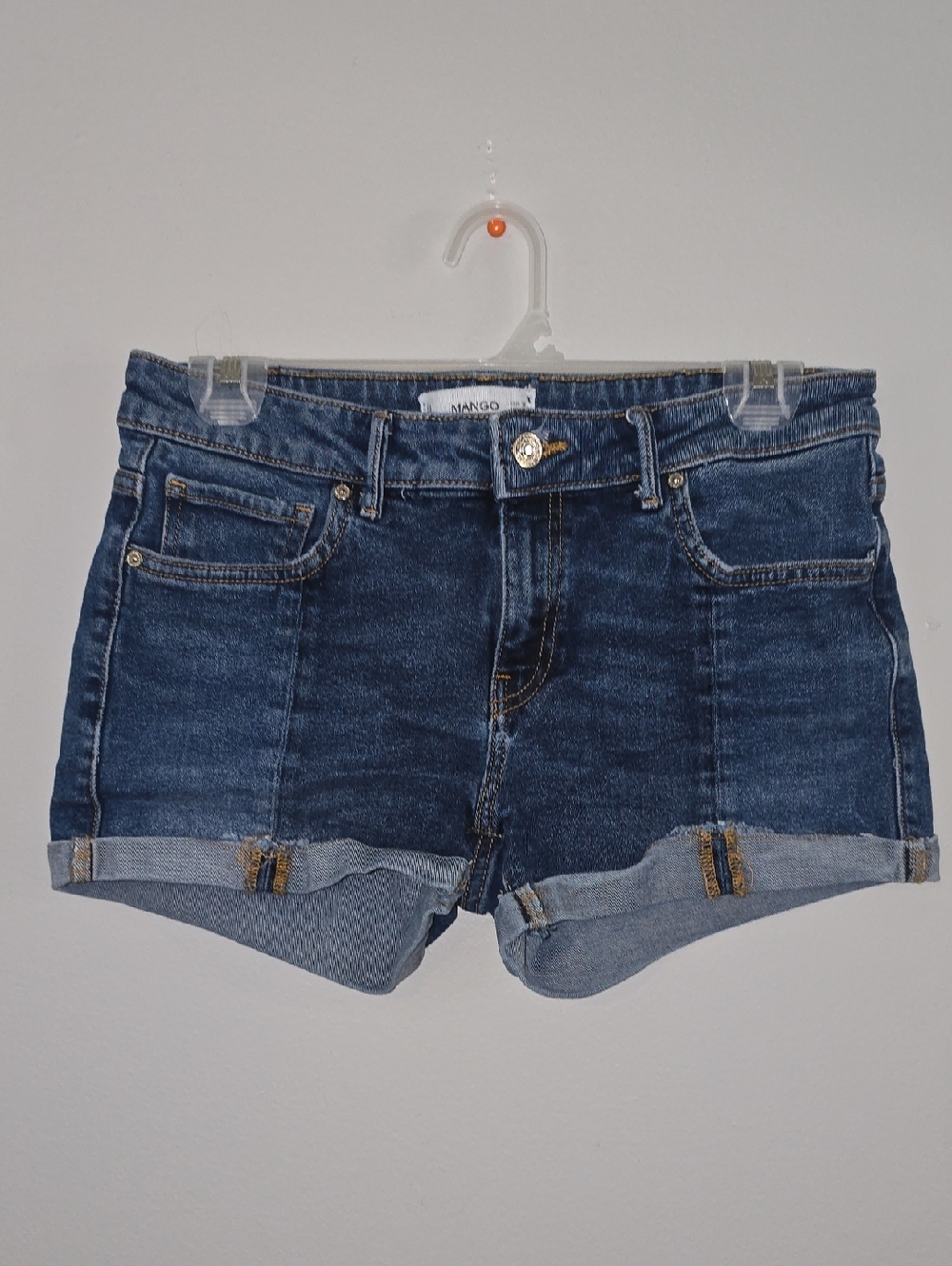Mango Blue Denim Cuffed Jean Shorts